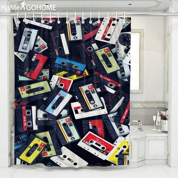 

Music Tape Shower Curtains 3D Bathroom Curtain Waterproof Fabric Bath Curtain Cheap duschvorhang cortinas de bano douchegordijn