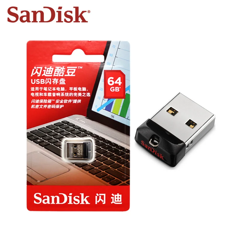 SanDisk USB 2 0 CZ33 Mini Pen Drive 100% оригинал 64 ГБ 32 16 флэш накопитель карта памяти U диск Key Pendrive