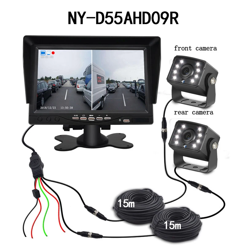 monitor 2 camera AHD Запись DVR 7 дюймов монитор с верхней тележки трейлер двойное изображение заднего вида камера Поддержка SD карты QXNY разрешение 1024*600 - Название цвета: monitor 2 camera