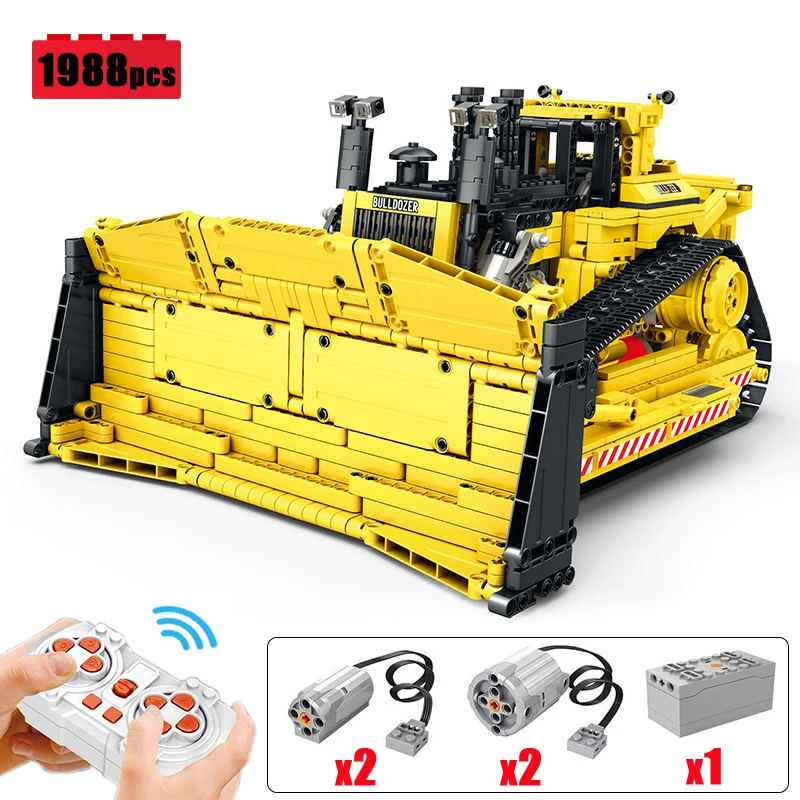 

High Tech MOC City Remote Control Technical Engineering Car DIY Model Building Blocks RC Bulldozer Bricks Toys For Kids Gift