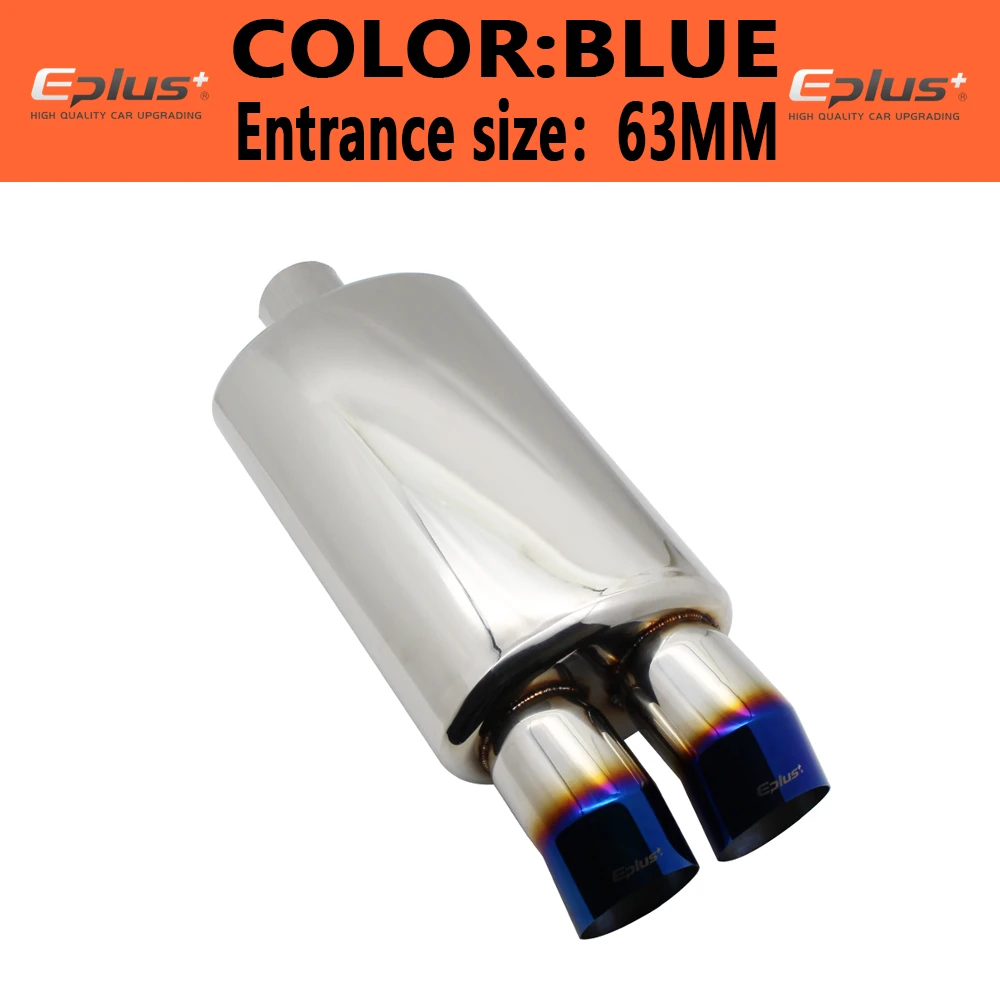  Tubo de escape con punta de escape resistente para coche,  universal, silenciador, doble exportación, silenciador (color: 2.992 in) :  Automotriz