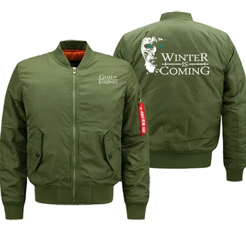 

Winter Coming Streetwear Autumn 2019 Hot Sale Jackets Men Game Of Thrones Motorcycle Bomber Fashion Retro Printed Jacket Zipper