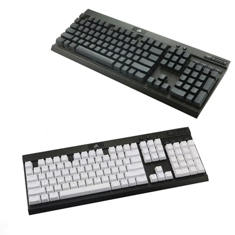 

Black White PBT Double Shot Backlit 104 Top-lit Shine Through Translucent Backlit keycaps For Corsair K70 K65 K95 RGB Mechanical