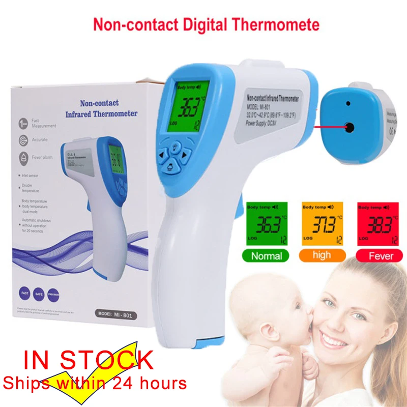 

Portable Non-Contact LCD IR Laser Infrared Digital Temperature Thermometer Gun Handheld Thermometer For Human Blue-white Color