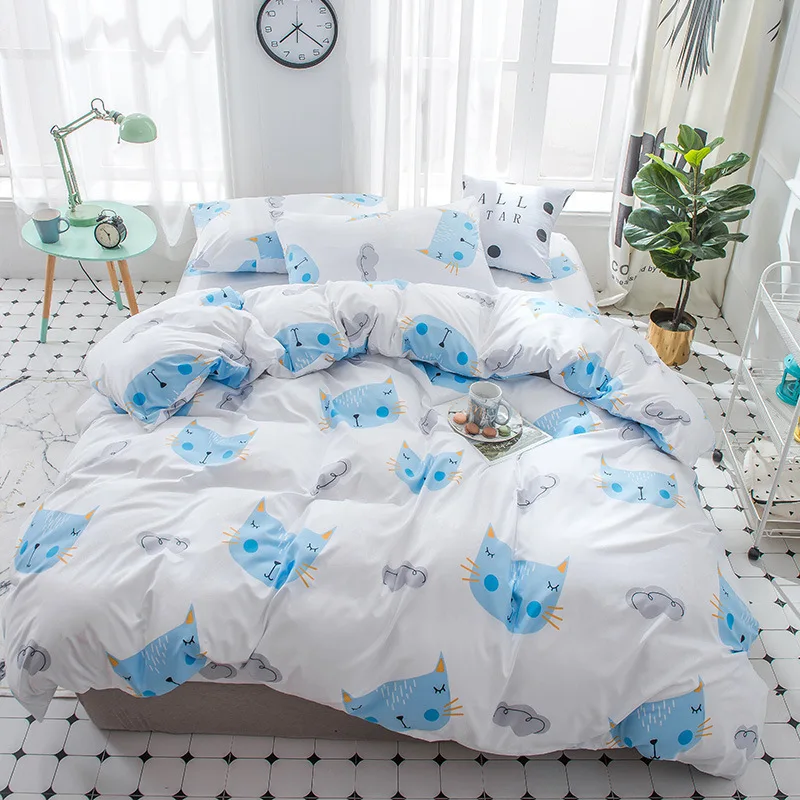 Pink Flower Pattern Duvet Cover 3/4pcs Bedding Set Adult Kids Child Bed Linen Single Queen King Size Quilt Comforter Pillow Case - Цвет: As Photo 4