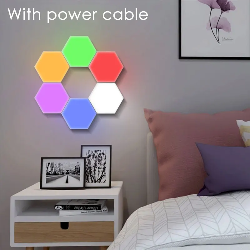 

Modular Touch Lights 10 PCS LED Hex Light Quantum Magnetic Sensitive Sensor Lighting Night Lamp Home Decoration Wall 