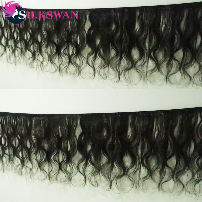 Silkswan бразильские волосы Remy человеческие волосы пряди с фронтальным закрытием уха до уха 8-24 дюйма объемная волна пучок