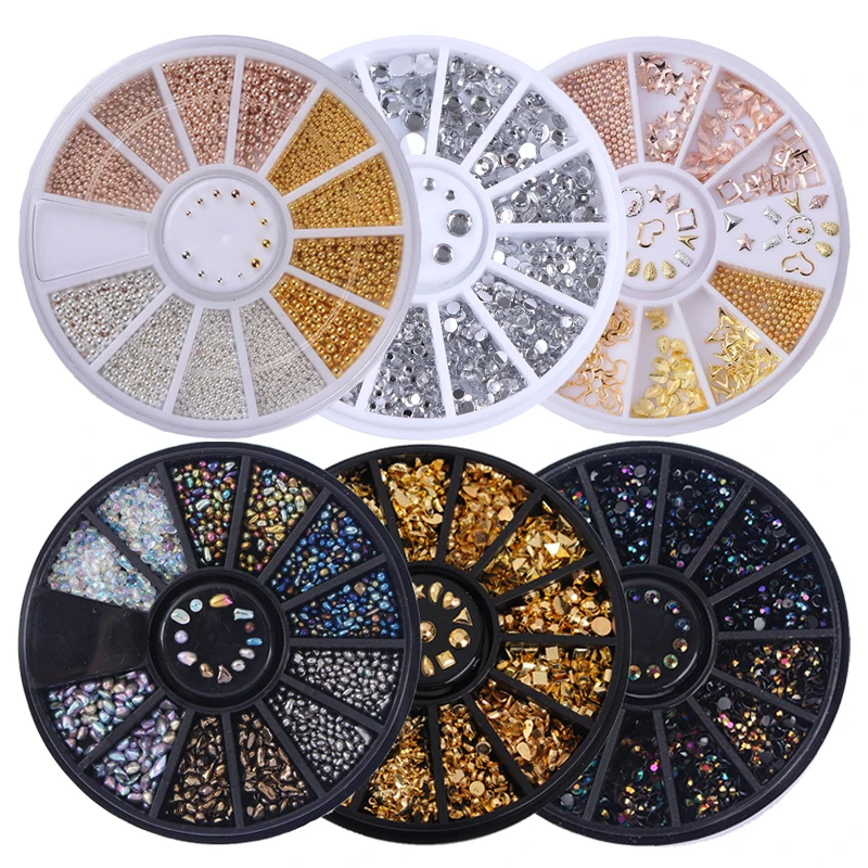 

1 Box Mixed Color Small Irregular Beads Manicure 3D Nail Art Decoration Accessories In Wheel