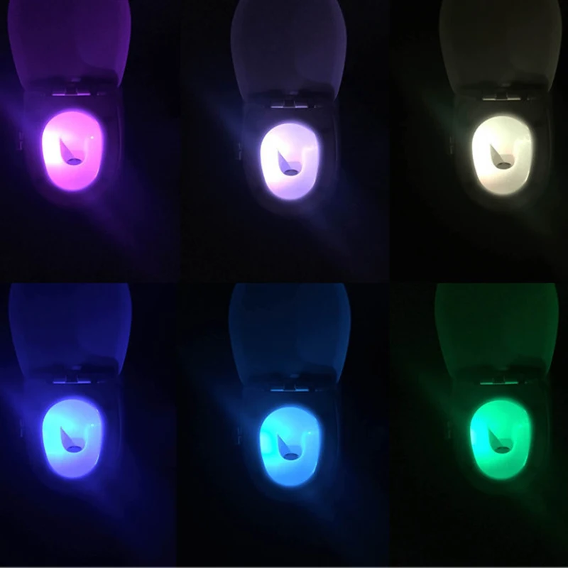 Умная ванная комната туалет ночной свет светодиодный движения тела активированная вкл/выкл лампа с сенсором для сидения 8 цветов PIR Туалет ночник лампа
