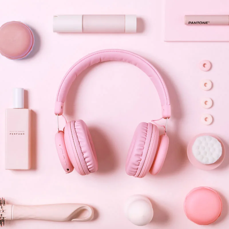 5 0 Bluetooth Headphone Cute Pink Blue Red Color Girls Kids Stereo Music Wireless Headset With Microphone for Computer Phone