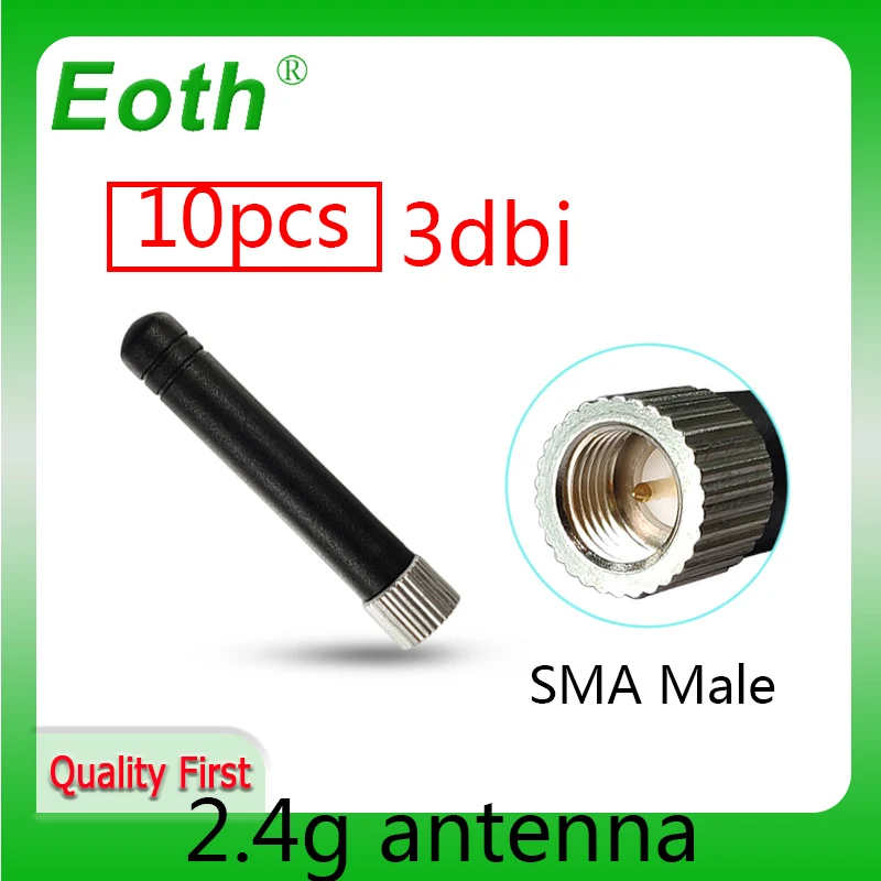 EOTH 10pcs 2.4g antenna 3dbi sma male wlan wifi 2.4ghz antene pbx iot module router tp link signal receiver antena high gain