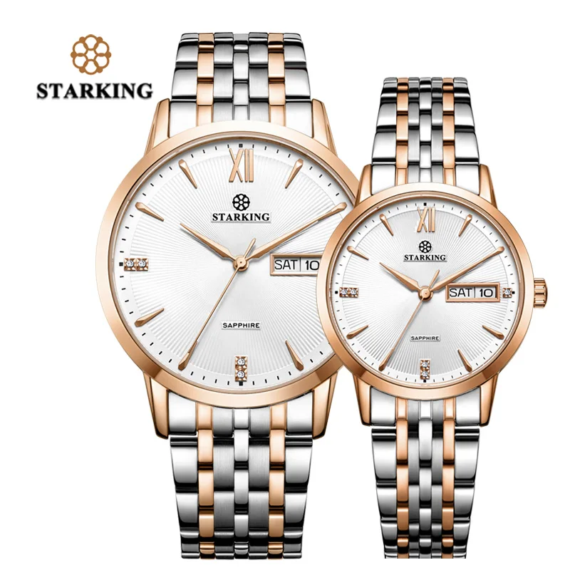 ROSE GOLD WATCHES Старкинг, часы для влюбленных, кварцевые, Авто Дата, Япония, Movt, розовое золото, нержавеющая сталь, для мужчин и женщин, часы, платье, пара, часы, часы, подарок - Цвет: ROSE GOLD WATCHES