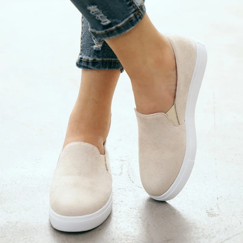 

2019 Women Vulcanize Shoes Canvas Sneakers Shoes Ladies Slip On Breathable Shallow Casual Loafers Plus Size 35-43