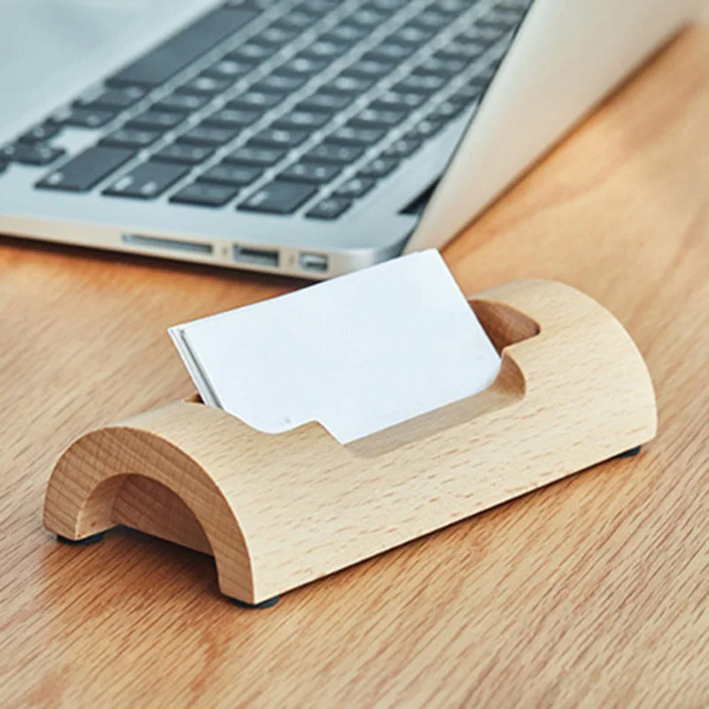 

Desktop Wood Business Card Holder Personalized Naturals Card Organizer for Desk GV99