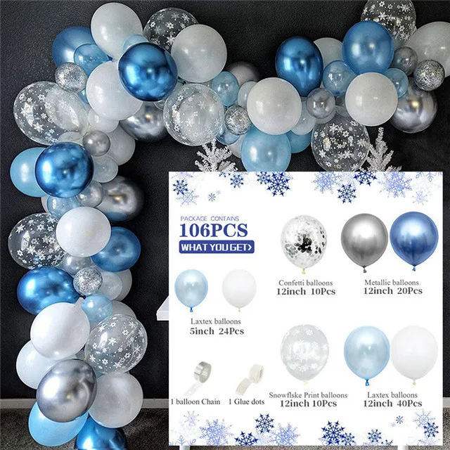 arche kit de ballons organiques bleu nacré reine des neiges