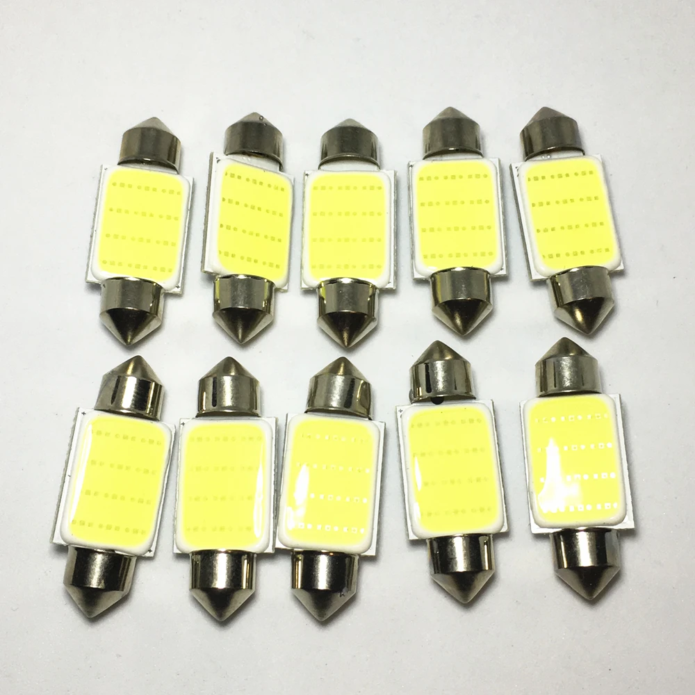 Белая Гирлянда светодиодная лампа 31 мм 36 39 42 1COB 12 чипов C5W LED Фонарь для багажника