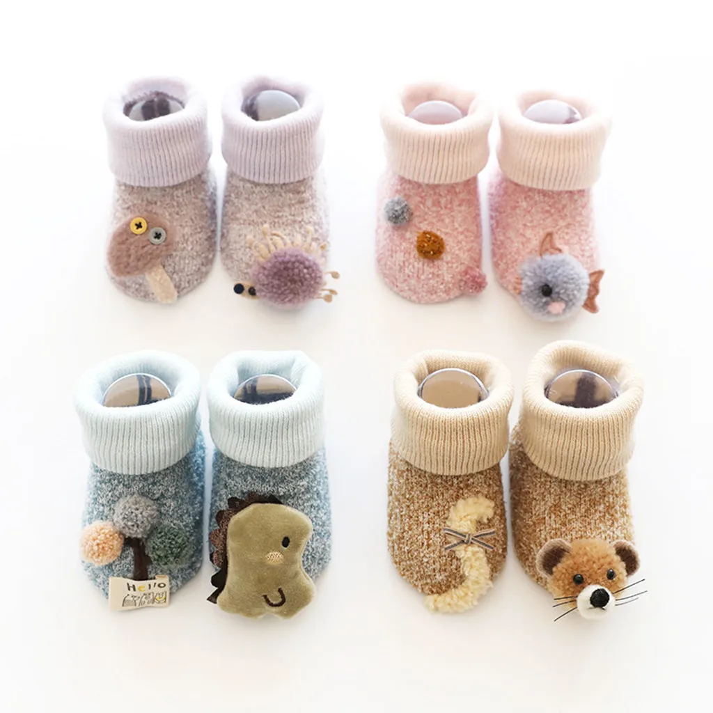 Newborn baby Socks Toddler baby Boys Girls Cartoon Animal Anti-Slip Knitted Warm Socks winter baby non slip socks kids носки