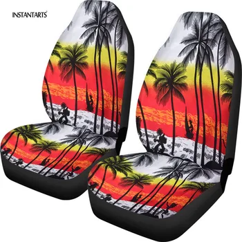

INSTANTARTS Fashion Tropical Coconut Tree Design Best Vehicle Seat Protector Comfortable Set of 2 Vehicle Seat Covers Front Seat