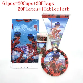 

Party Supplies 61Pcs/31Pcs Wonderful Butterfly Bee Theme Tableware Boy Girl Birthday Plate Cup Flag Tablecover Decoration Supply
