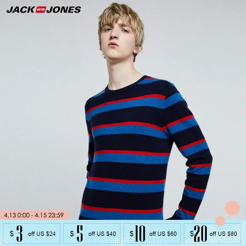 

Jack Jones Mens basic Stripe Round Neckline Sweater| 219324523