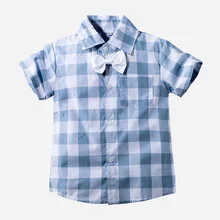 

Baby Boy Shirts For Children 2020 Summer Short Sleeve Shirts Fashion grid Kids Boy Shirt Toddler Boy Blouses