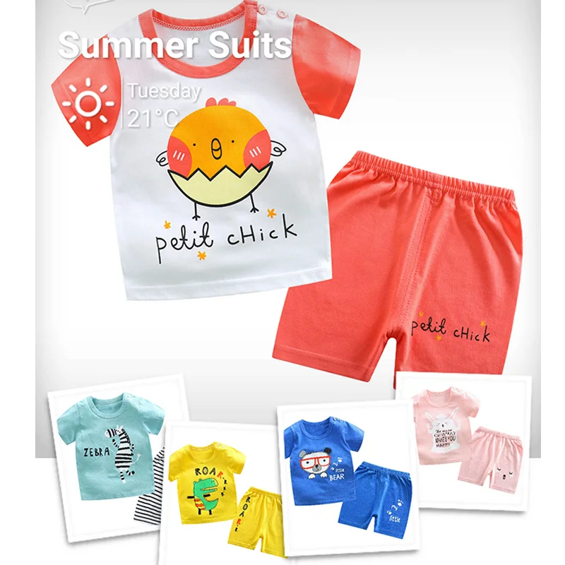 Летний детский комплект домашняя короткая футболка и штаны для девочек одежды