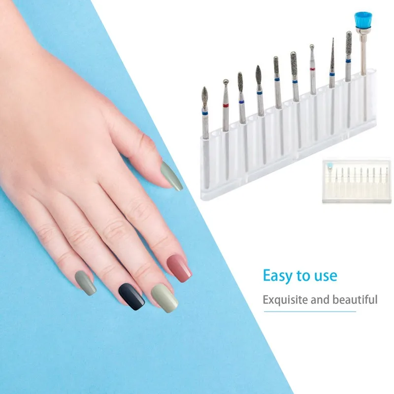 

Diamond Drill Bits Acrylic Nail File Bits Cuticle Drill Bit Nail Drill Bits10PCS