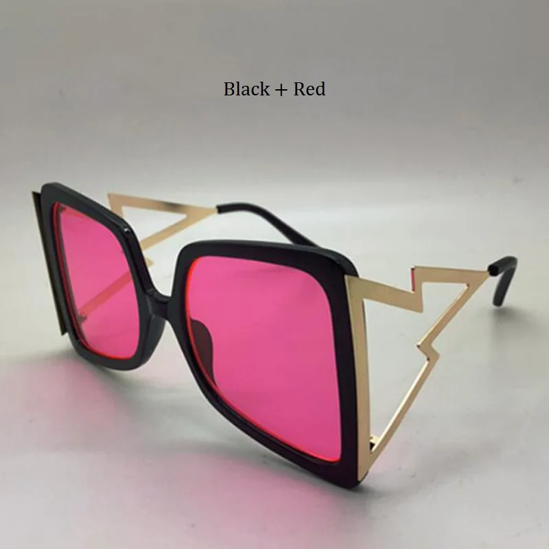 Модные негабаритные солнцезащитные очки для женщин, винтажные брендовые черные розовые солнцезащитные очки, квадратные солнцезащитные очки для женщин и мужчин, металлические пчелиные ножки, Оттенки UV400 - Цвет линз: E339 black red
