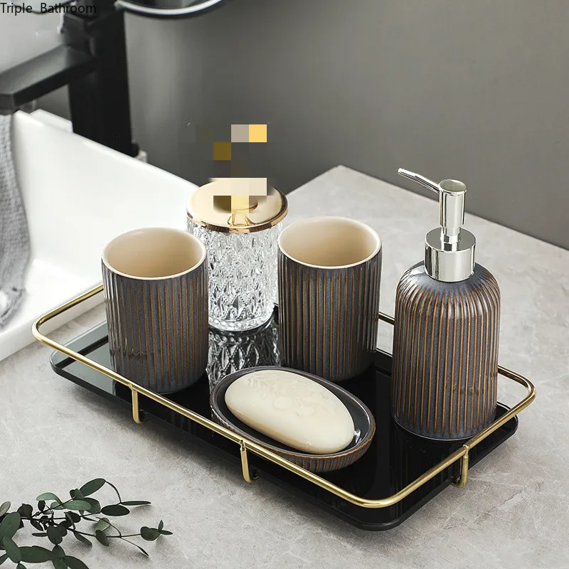 Japanese Bathroom Accessories Set Washing Tools Soap Dispenser Dish