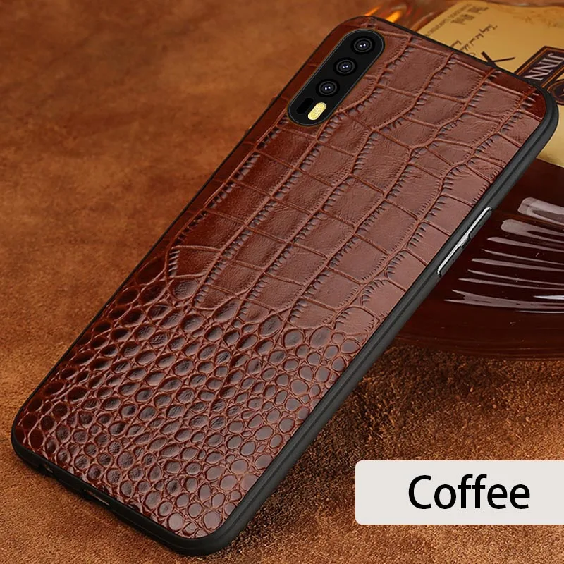 Coffee Воловья кожа чехол для телефона Huawei Mate 9 10 20 Pro P10 P20 P30 lite крокодиловая текстура задняя крышка для Honor 8X9 10 чехол - Цвет: Coffee
