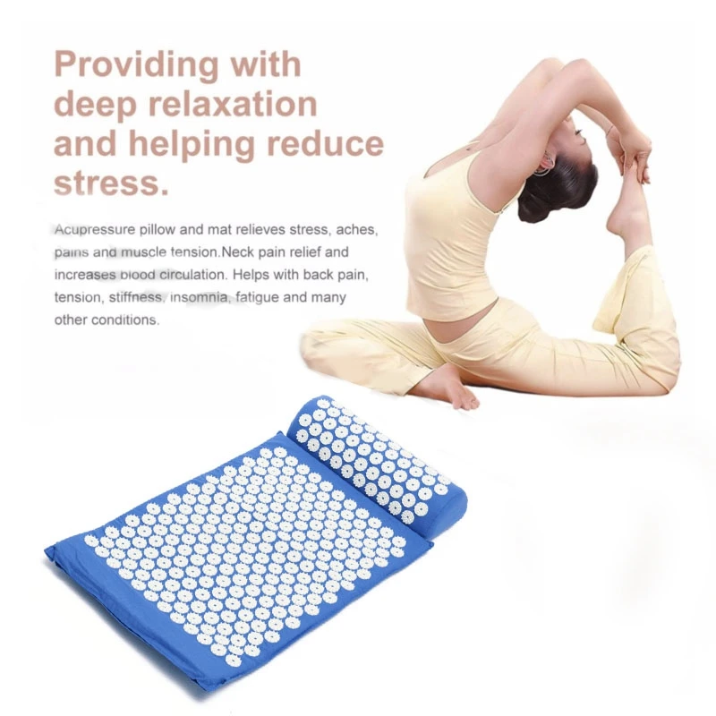 Массажный коврик для акупрессуры с подушкой для снятия стресса/боли/снятия напряжения для расслабления тела