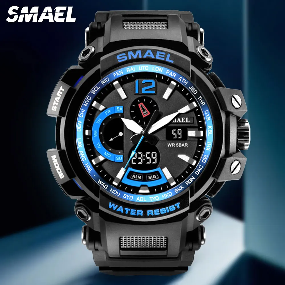 SMAEL Military Sport Watch for Men Luminous Chronograph Quartz Digital Watches 5 Bar Waterproof Wristwatch часы мужские relogio |