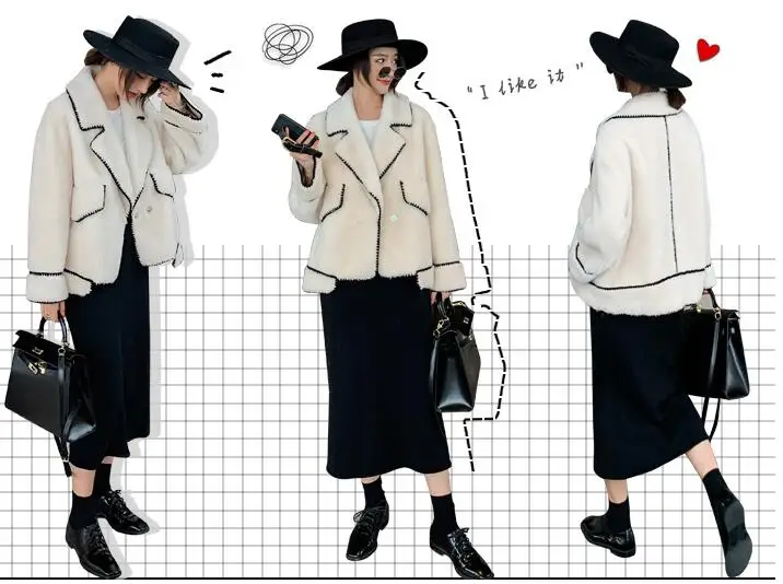 Real Fur Coat Streetwear Wool Jacket Autumn Winter Coat Women Clothes Korean Vintage Sheep Shearling Suede Lining ZT3531