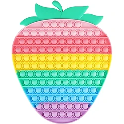 Juego de mesa de empuje de gran tamaño para niños, juguete colorido gigante de fresa, con hoyuelos simples, antiestrés, para Figet, para regalo
