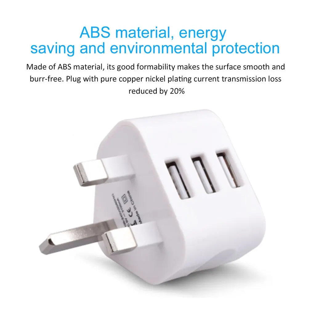 Universal 1/2/3-Port USB UK Plug 3 Pin Wall Charger Adapter with 1/2/3 USB Ports Travel Charger Charging for Phone X Samsung S9