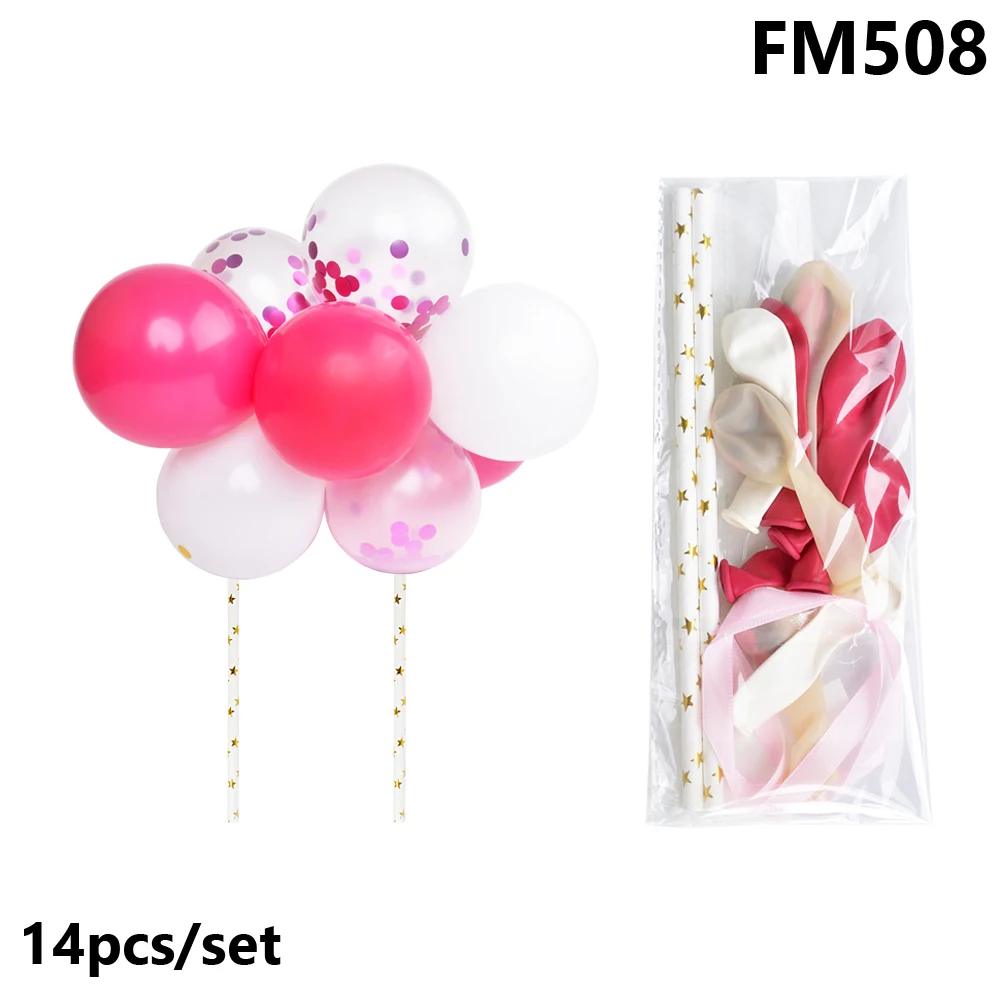 FM508 14 шт./компл. 5 дюймов воздушные шары торт Топпер День Рождения украшения Дети шар цвета розового золота Caketopper Baby Shower Свадьба Decora - Цвет: FM508