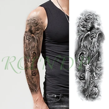 

Waterproof Temporary Tattoo Sticker angel wings cross clock flower pigeon full arm large fake tatto flash tatoo for men women