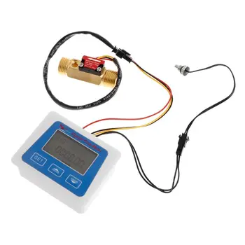 

Digital Flow Meter Water Flowmeter Temperature Time Record with G1/2 Flow sensor U1JB
