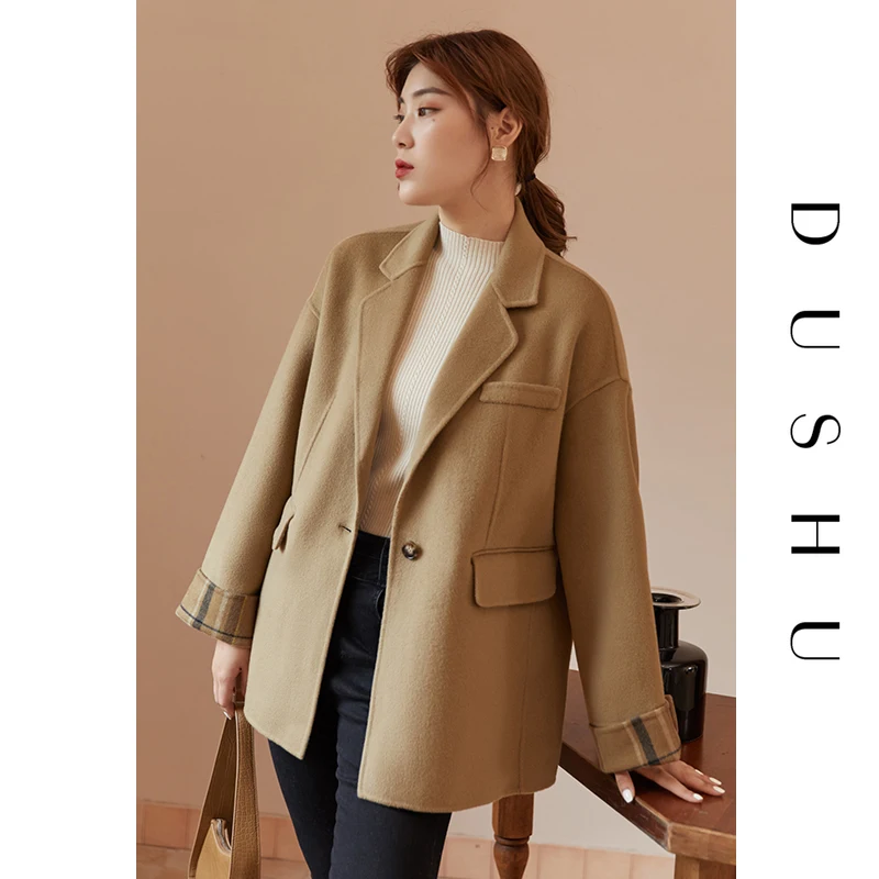 Wool Blazer Jacket Women Long Sleeve 