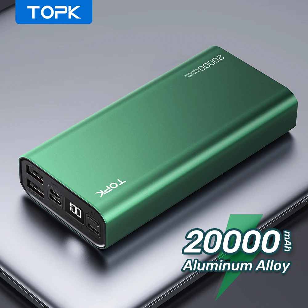TOPK I2006 Power Bank 20000mah Phone Charger Portable Powerbank Rechargeable External Battery Usb Charger for Xiaomi Poco Realme 12v power bank Power Bank