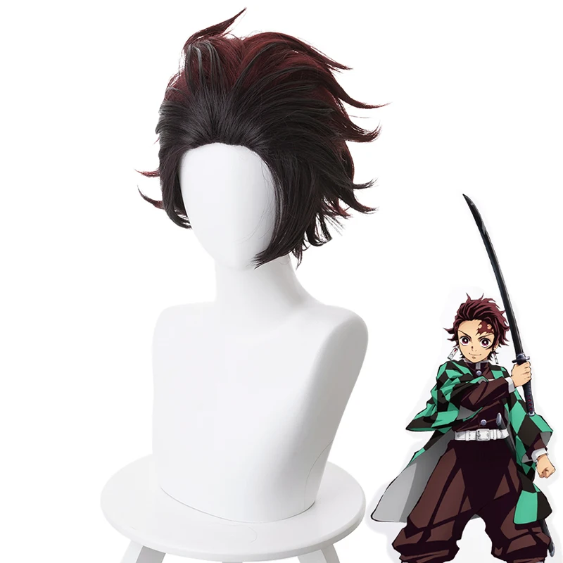 

Anime Demon Slayer Kimetsu No Yaiba Kamado Tanjirou Short Wig Cosplay Costume Men Heat Resistant Synthetic Hair Wigs