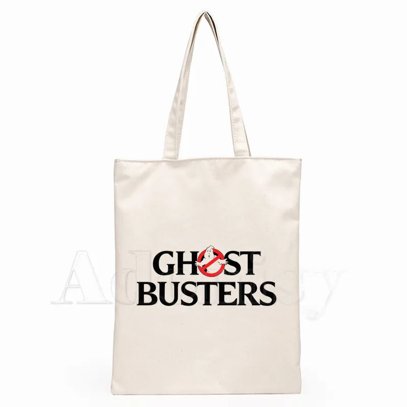 

Ghostbuster Graphic Cartoon Printed Canvas Shoulder Bag Female Harajuku Funny Large-capacity Eco Environmental Shopper Bag