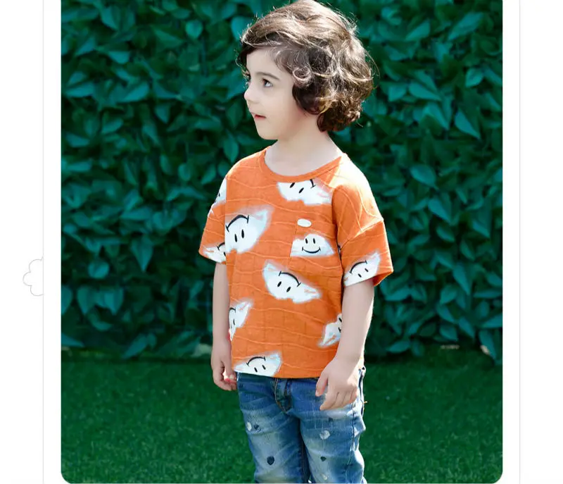 Детская футболка в европейском и американском стиле; летняя детская футболка с короткими рукавами и круглым вырезом; детская толстовка с капюшоном; хлопковая Футболка с принтом