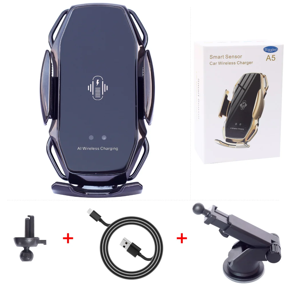 Двухпозиционная умная Индукционная Беспроводной Зарядное устройство автомобильное крепление 10 Вт Быстрая зарядка держатель для Samusng S10/10+/9/8 Note9 Iphone XS XR XS MAX по стандарту Qi - Цвет: Gun with holder