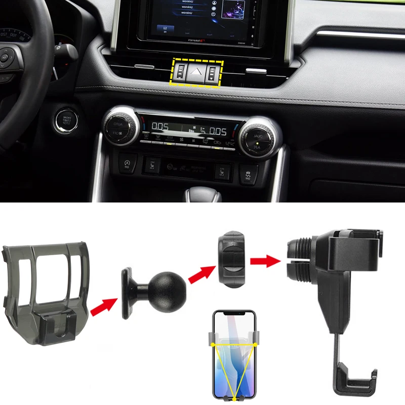 

For Toyota RAV4 XA50 2019 2020 Car Styling Air Vent Mount Adjustable Phone Holder Stand Smartphone Stable Cradle