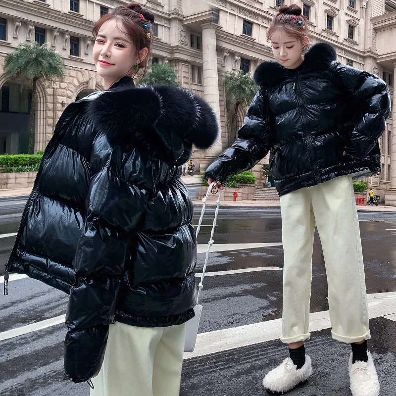 

Photo Shoot 2019 Winter New Style Bright Surface Short Students down Coat Reversible down Jacket Cotton-padded Clothes