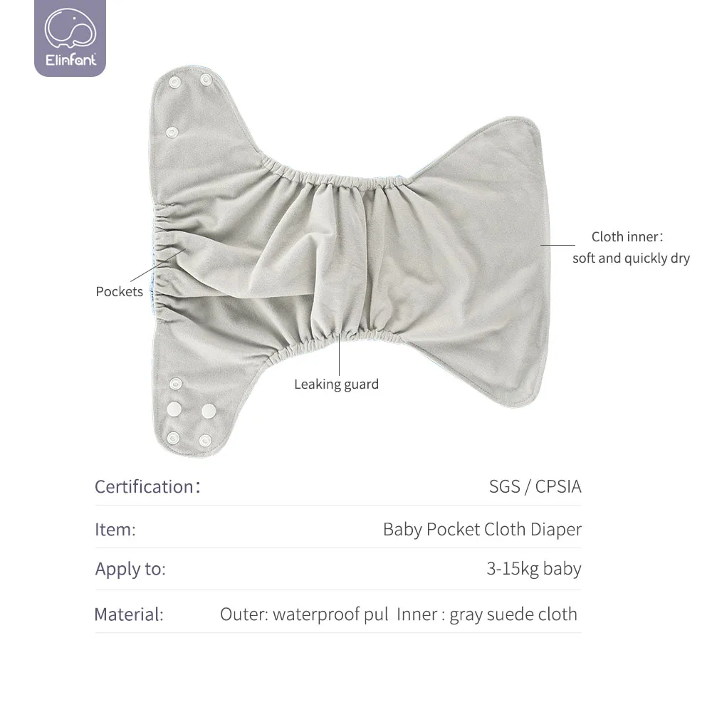Cloth Pocket Diaper Suede Cloth Dry Fast Washable Adjustable Reusable For 3-15kg