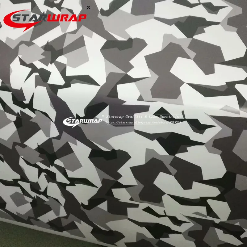 Звезда Обёрточная бумага стайлинга автомобилей Арктический камуфляж виниловая пленка для оклеивания автомобилей, Обёрточная бумага военные черный, белый цвет серый камуфляж плёнки джунгли автомобиль, мотоцикл подвесной наклейка