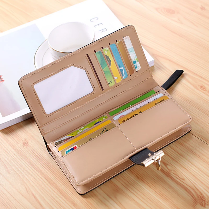 Women's Wallet PU Leather Long Card Holder Clutch Hollow Out Leaves