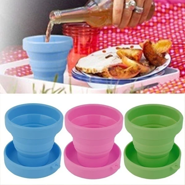 1pcsPortable Silicone Telescopic Drinking Collapsible Folding Cup Travel Camping wo0 |